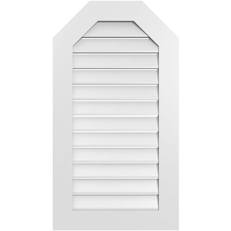 Ekena Millwork Octagonal Top Surface Mount PVC Gable Vent: Functional, w/ 3-1/2"W x 1"P Standard Frame, 22"W x 40"H GVPOT22X4001SF